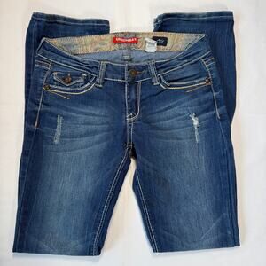 Union Bay Skinny Bootcut Jeans Size 5 Embroidered Flap Pocket Stretch